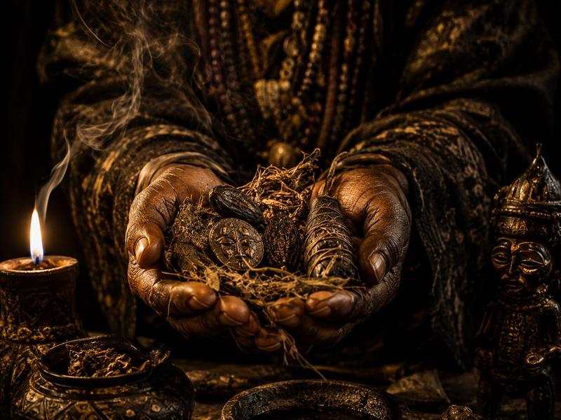 Herbes sacrées et objets rituels africains de Master Dansira — magie ancestrale